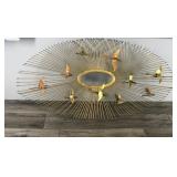 Vintage Sunburst Flying Birds Wall Hanging - Possible Curtis Jere