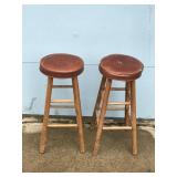 2 - Wood Cushioned Bar Stools