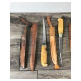 7 - J. Marttiini Fishing Fillet Knives and 8 Sheaths - Finland