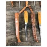 7 - J. Marttiini Fishing Fillet Knives and 8 Sheaths - Finland