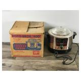 Vintage Roto Broil Automatic Cooker Fryer Chrome Model No. 100 with Box and Manual