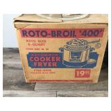 Vintage Roto Broil Automatic Cooker Fryer Chrome Model No. 100 with Box and Manual