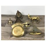 Lot of 5 Brass Items - Duck Head - Sail Boat - Moose Ashtray - Deer - 1940’s Brass Neoclassical Empire 3 Goat Head Hoof Incense Burner