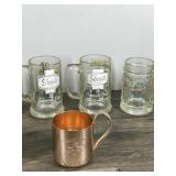 Lot of Collectible Beer Mugs / Glasses & More - Lakemaid Beer Schells & Rapala - Schmidt Beer Collector Series with Fish on them - Smirnoff Mule Copper Cups - New Zealand Steinlager Beer Mugs - Usinge