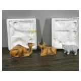 3 - Collectible Animal Figurines - Camel (Homco) - Cow (Homco) - Sheep (No Markings)