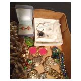 Flat of jewelry including sterling silver necklace and earrings and Austria earrings
