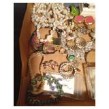 Flat of jewelry including sterling silver necklace and earrings and Austria earrings