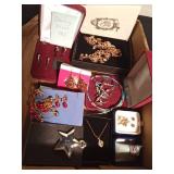 Flat of jewelry including 2 pairs of sterling silver earrings