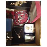 Flat of jewelry including 2 pairs of sterling silver earrings