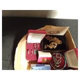 Flat of jewelry including 2 pairs of sterling silver earrings