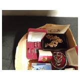 Flat of jewelry including 2 pairs of sterling silver earrings