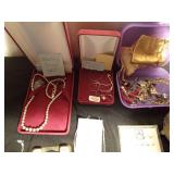 3 Sterling Silver necklaces, Beads, trinket boxes, Nail gems and other jewelry