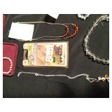3 Sterling Silver necklaces, Beads, trinket boxes, Nail gems and other jewelry