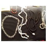 3 Sterling Silver necklaces, Beads, trinket boxes, Nail gems and other jewelry