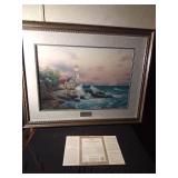 Numbered limited edition "Beacon of Hope" Season memories 1 Lithograph by Thomas Kinkade 1848 / 2750 with certificate of limitation & authenticity
