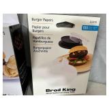 New Broil King Deluxe Burger Press with 100 Burger Papers