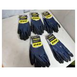 5 New Pairs of True Grip Water Resistant Work Gloves - Size M