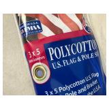 New 3 x 5 ft American Flag with Pole and Bracket