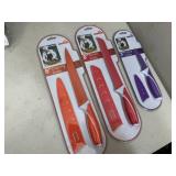 3 New Ceramic Coated Kitchen Knives with Sleeves