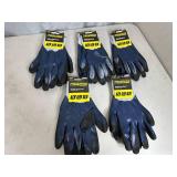 5 New Pairs of True Grip Water Resistant Work Gloves - Size XL