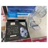 Assorted New Kitchen Accessories, Drain Board, Ice Trays, Reusable Bags, Etc.