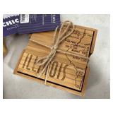 New Bamboo Chicago and Illinois Serving Board and Coaster Set