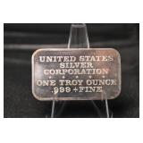 United States Silver Corporation 1 oz .999 Fine Silver Bar - Belle of Louisville 1973 Commemorative Medallion