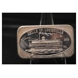 United States Silver Corporation 1 oz .999 Fine Silver Bar - Belle of Louisville 1973 Commemorative Medallion