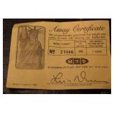Statue of Liberty 1 oz .999 Fine Silver Bar With Assay Certificate No. 21046