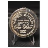Johnson Matthey 1 oz Fine Silver Round & Alaska 25 Years Commemorative Coin
