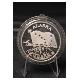 Johnson Matthey 1 oz .999 Fine Silver Round & Alaska 25 Years Commemorative Silver Round