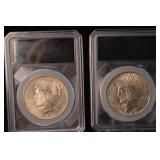 Peace Dollar Coins - Lot of 2 (1922 & 1925) US 90% Silver (Higher Grade)
