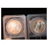 Peace Dollar Coins - Lot of 2 (1922 & 1925) US 90% Silver (Higher Grade)