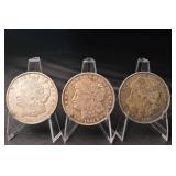 Morgan Silver Dollars 1921-D - 3 Coins