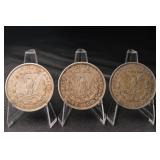 Morgan Silver Dollars 1921-D - 3 Coins