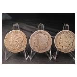 Morgan Silver Dollars - 3 Coins: 1889-O, 1897-O, 1887-O