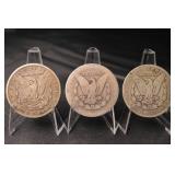 Morgan Silver Dollars - 3 Coins: 1889-O, 1897-O, 1887-O