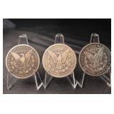 Morgan Silver Dollars - 1887-O, 1888-O, 1899-O