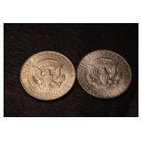 Kennedy Half Dollar 1964 Pair - US 50c Coins 90% Silver