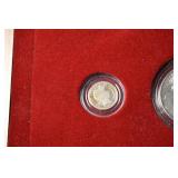 1921 Morgan Silver Dollar & Assorted US Coins in Red Felt Display Frame