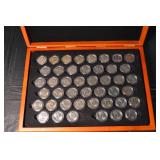 Kennedy Half Dollar Collection 1964-2008 - Wooden Display Box with Capsules