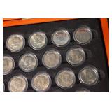 Kennedy Half Dollar Collection 1964-2008 - Wooden Display Box with Capsules