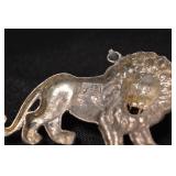 Sterling Silver Lion Pendant - Crowned Lion Charm .925, 2.352 g