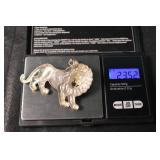 Sterling Silver Lion Pendant - Crowned Lion Charm .925, 2.352 g