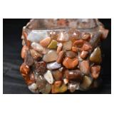 Agate Mosaic Glass Cube Candle Holder