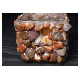 Agate Mosaic Glass Cube Candle Holder