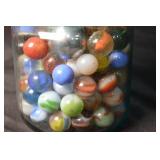 Ball Mason Jar - Aqua Glass with Colorful Marbles Inside, Bail Closure