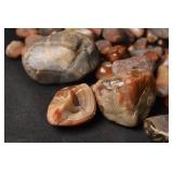 Polished Agate Stones - Assorted Tumbled Pebbles in Red, Orange & Gray