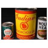 Indian Motorcycle Oil Tin - Sinclair Opaline & Wolf