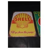 Shell Tin Sign & Golden Eagle Ethyl Tin Sign - Vintage Gas Ads Pair